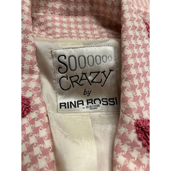 SO CRAZY Vintage By Rina Rossi Pink White Button Gingham Blazer - Picture 4 of 6